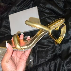 SHEIN Gold Heart Heel Sandals